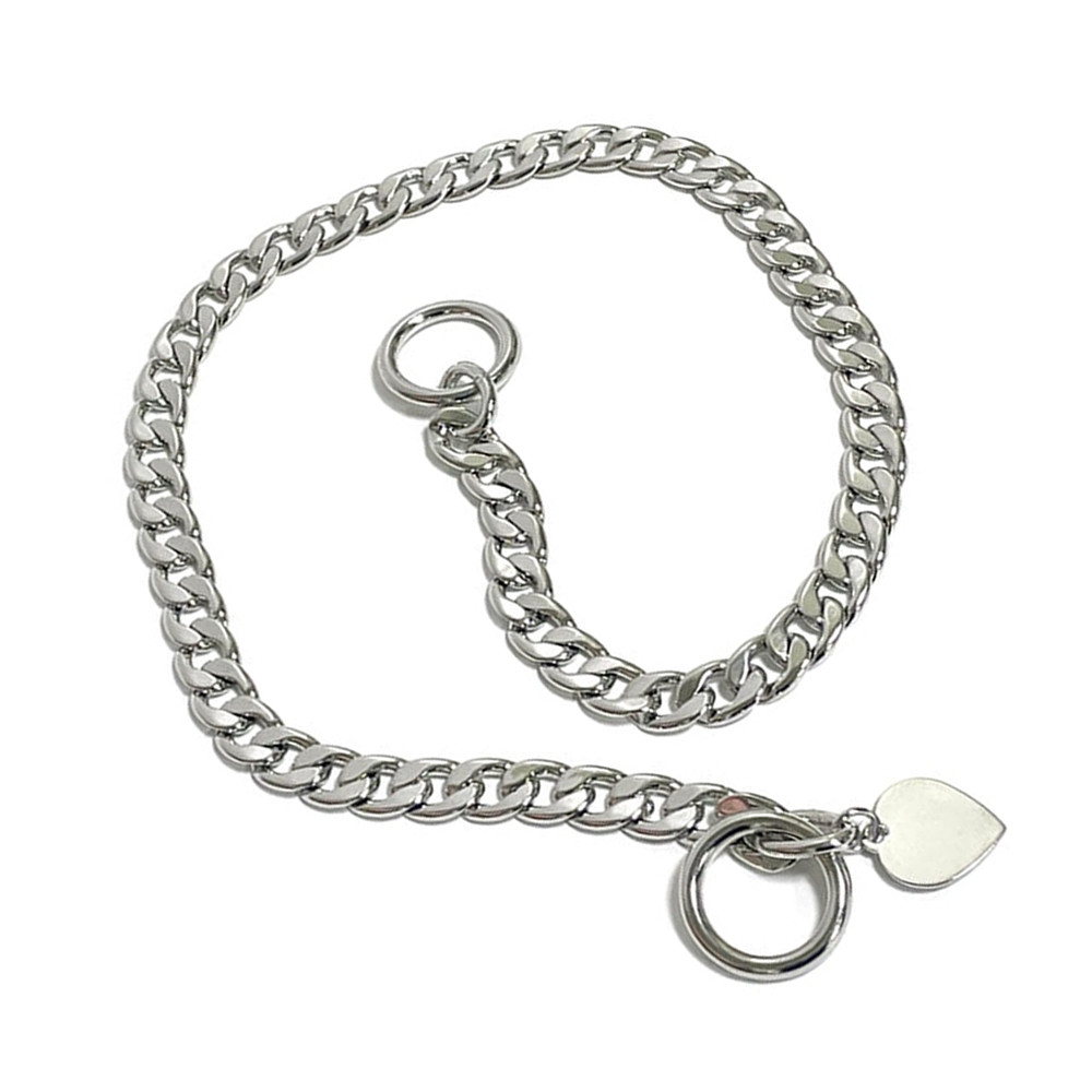 레인보우빌리지 강아지목줄 쌍줄 하트 초크체인 (4호)