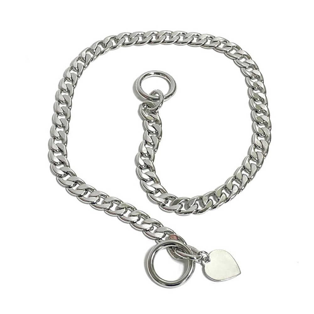 레인보우빌리지 강아지목줄 쌍줄 하트 초크체인 (5호)