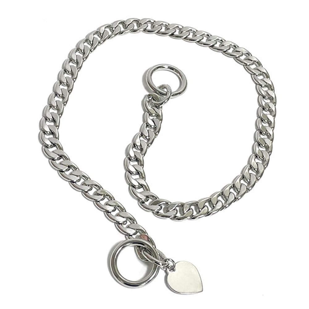 레인보우빌리지 강아지목줄 쌍줄 하트 초크체인 (6호)