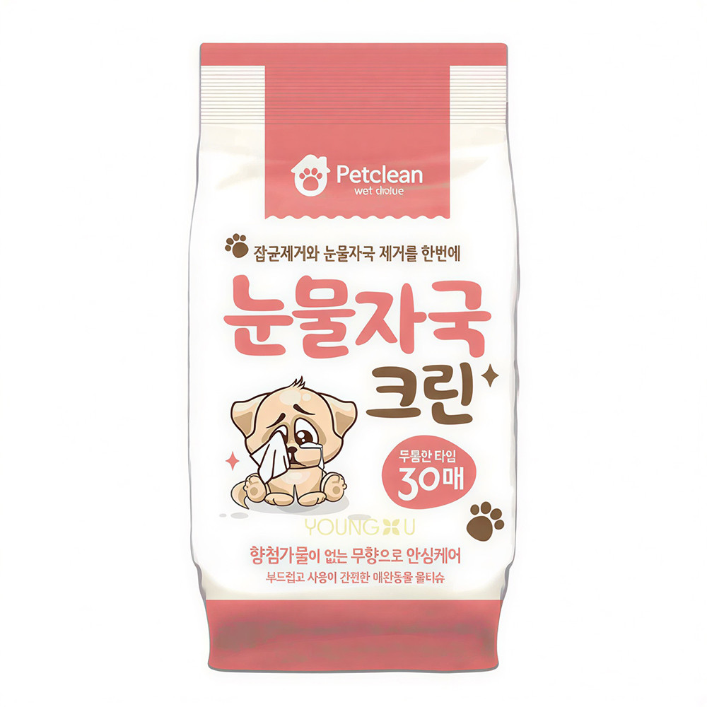 펫크린 강아지물티슈 눈물자국 크린 물티슈 30매 x 12개입 (1박스)