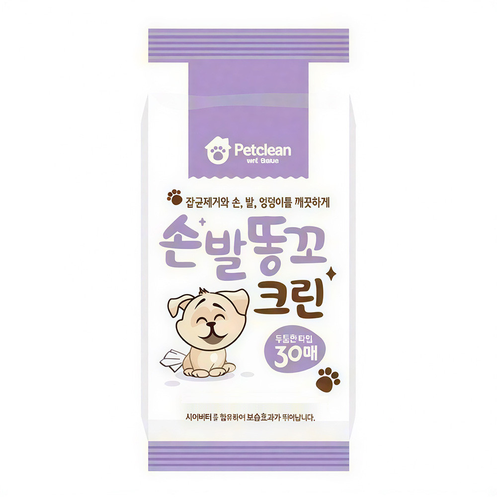 펫크린 강아지물티슈 손발똥꼬 물티슈 30매 x 12개입 (1박스)