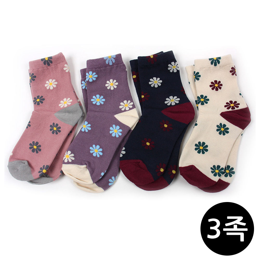 새실텍스피아 엔젤테디20 꽃밭 발목양말 3족 (택1)