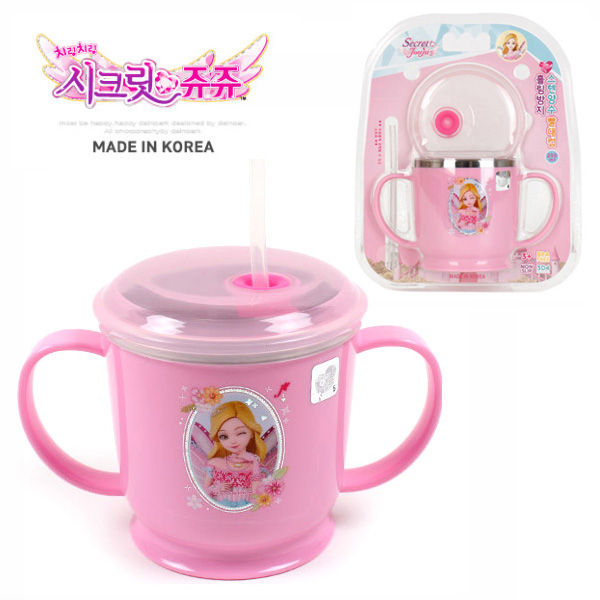 피앤디 쥬쥬 흘림방지 스텐 양수 빨대컵