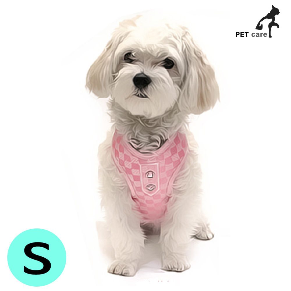 럭셔리 가슴줄 리드줄 세트 (핑크) (S)