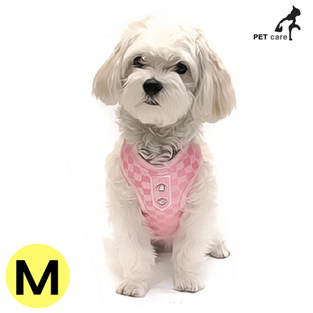 럭셔리 가슴줄 리드줄 세트 (핑크) (M)