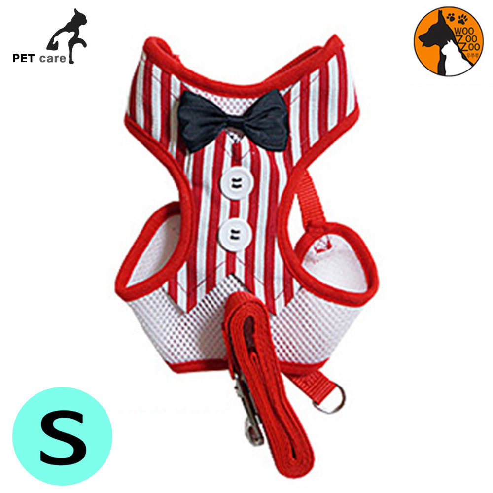 우쭈쭈 턱시도 하네스 리드줄 세트 (스트라이프) (S)