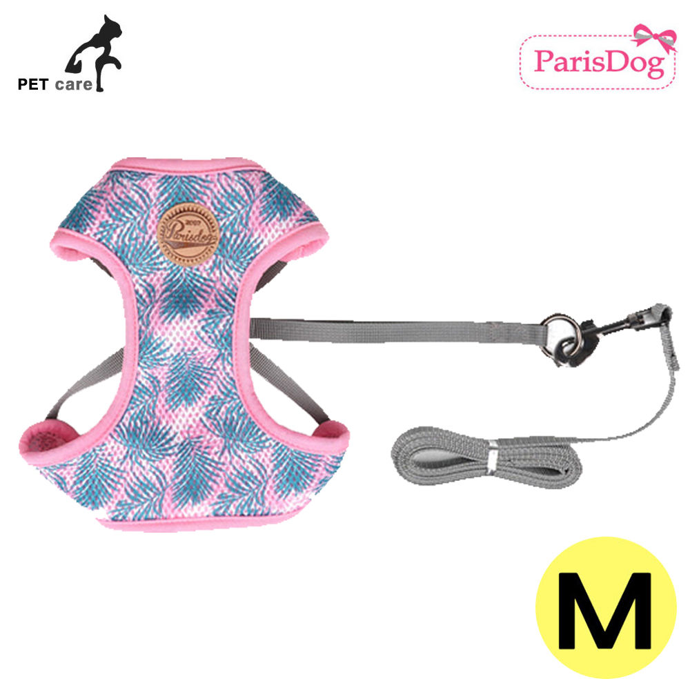 패리스독 보타닉 매쉬 하네스 리드줄 세트 (핑크) (M)