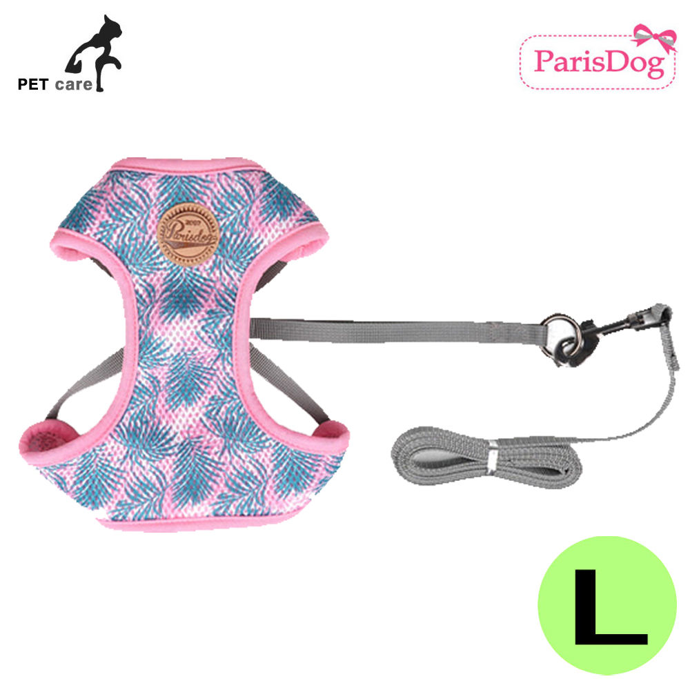 패리스독 보타닉 매쉬 하네스 리드줄 세트 (핑크) (L)