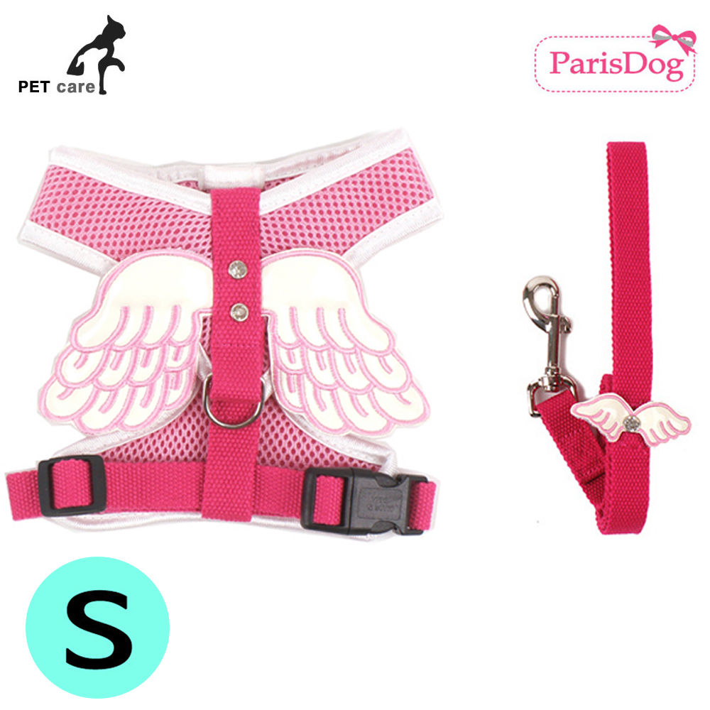 패리스독 엔젤 하네스 리드줄 세트 (매쉬타입) (핑크) (S)