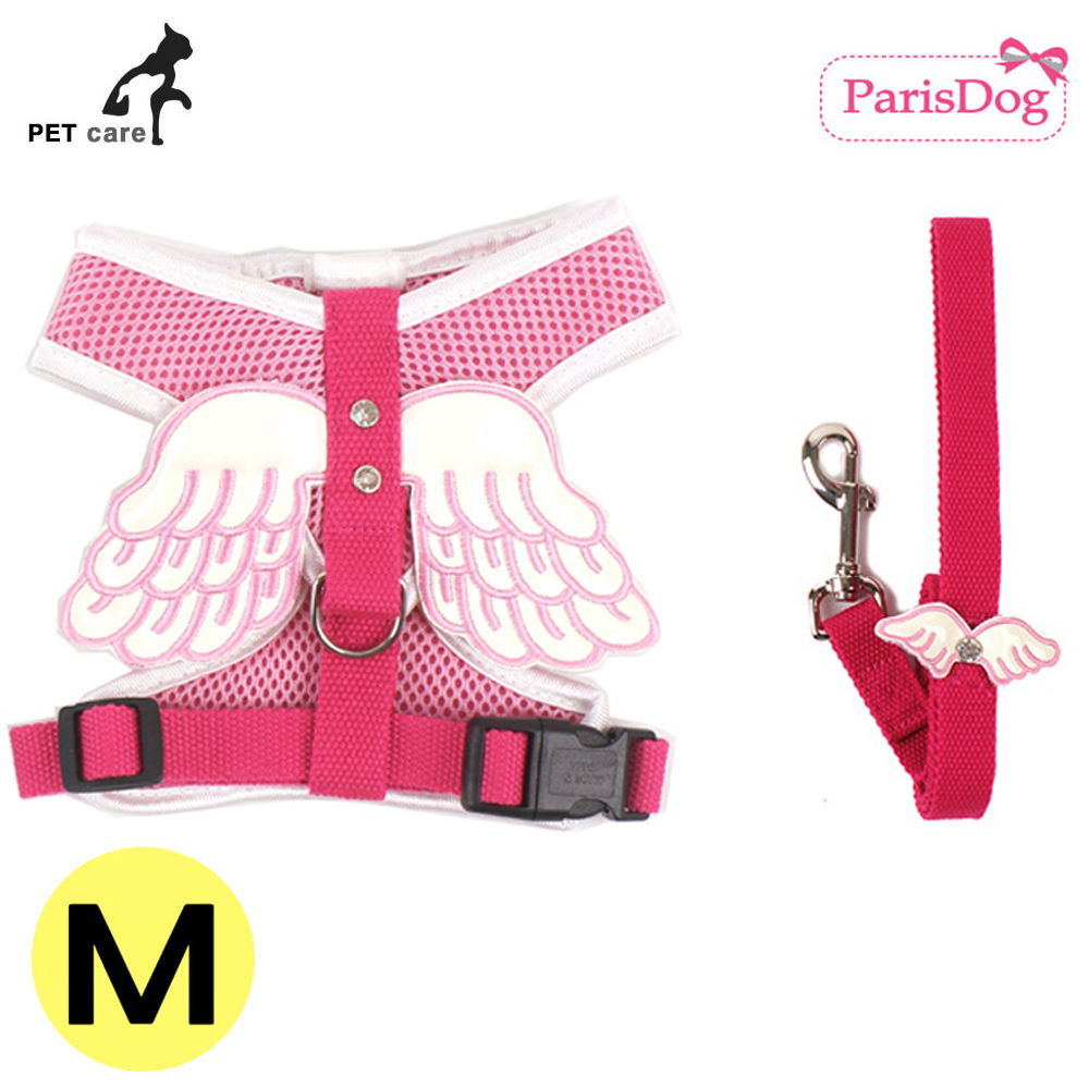 패리스독 엔젤 하네스 리드줄 세트 (매쉬타입) (핑크) (M)