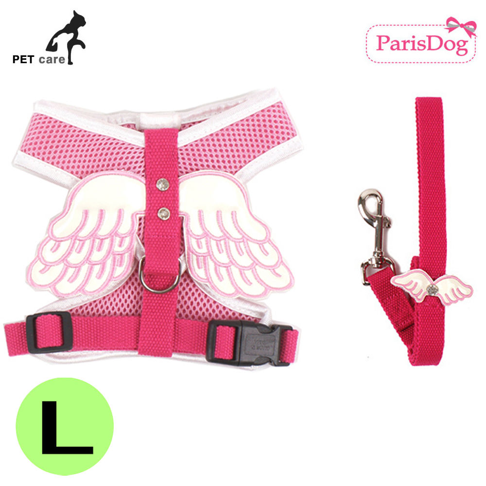 패리스독 엔젤 하네스 리드줄 세트 (매쉬타입) (핑크) (L)