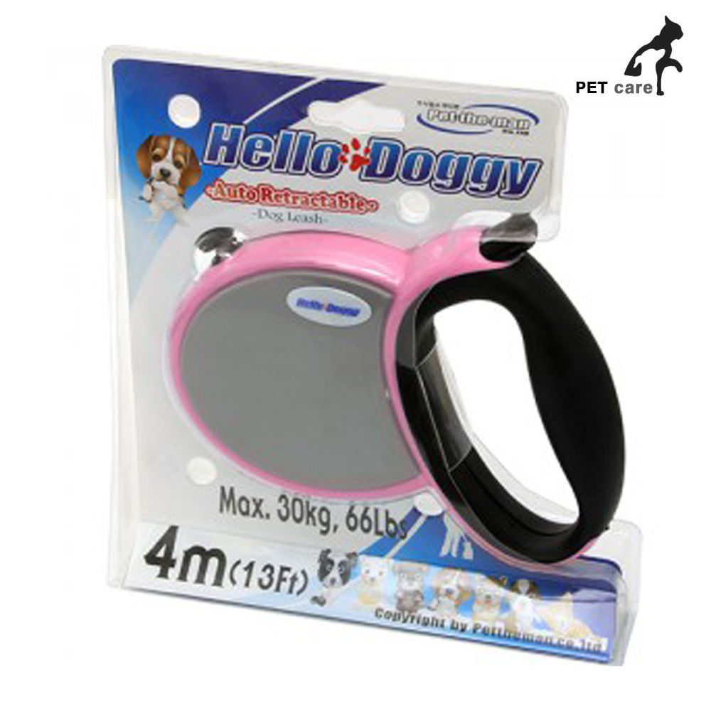 헬로도기 강아지 자동줄 4M (핑크)