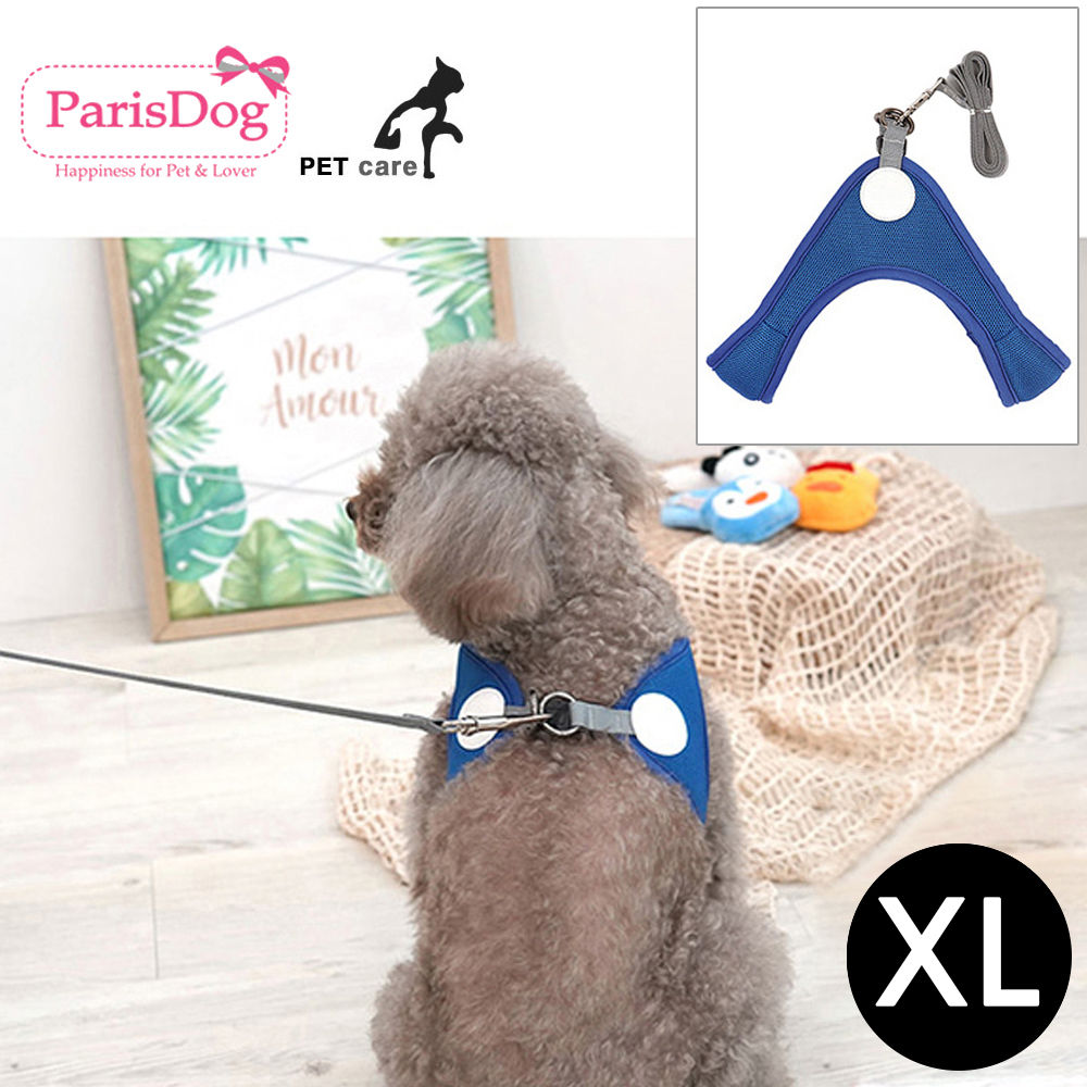 패리스독 촘촘 매쉬하네스 리드줄세트 (블루) (XL)