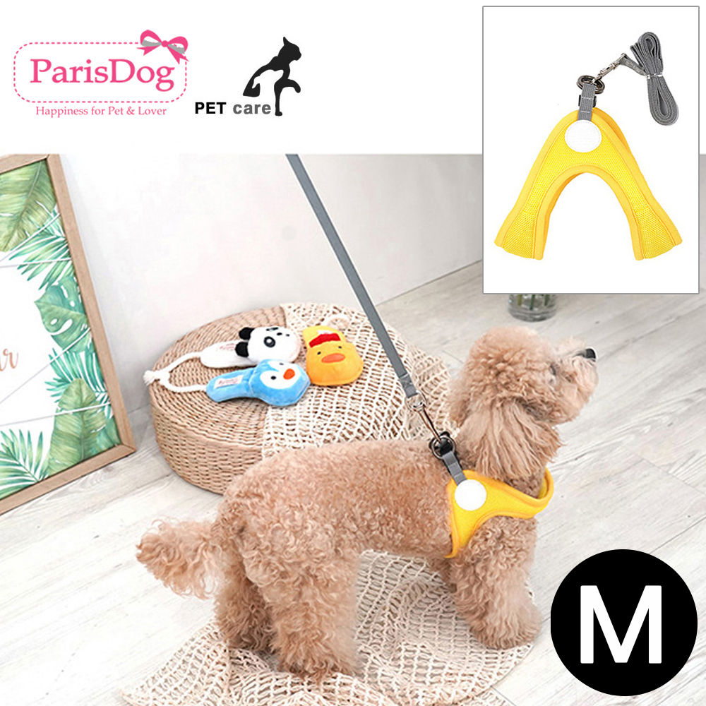 패리스독 촘촘 매쉬하네스 리드줄세트 (옐로우) (M)