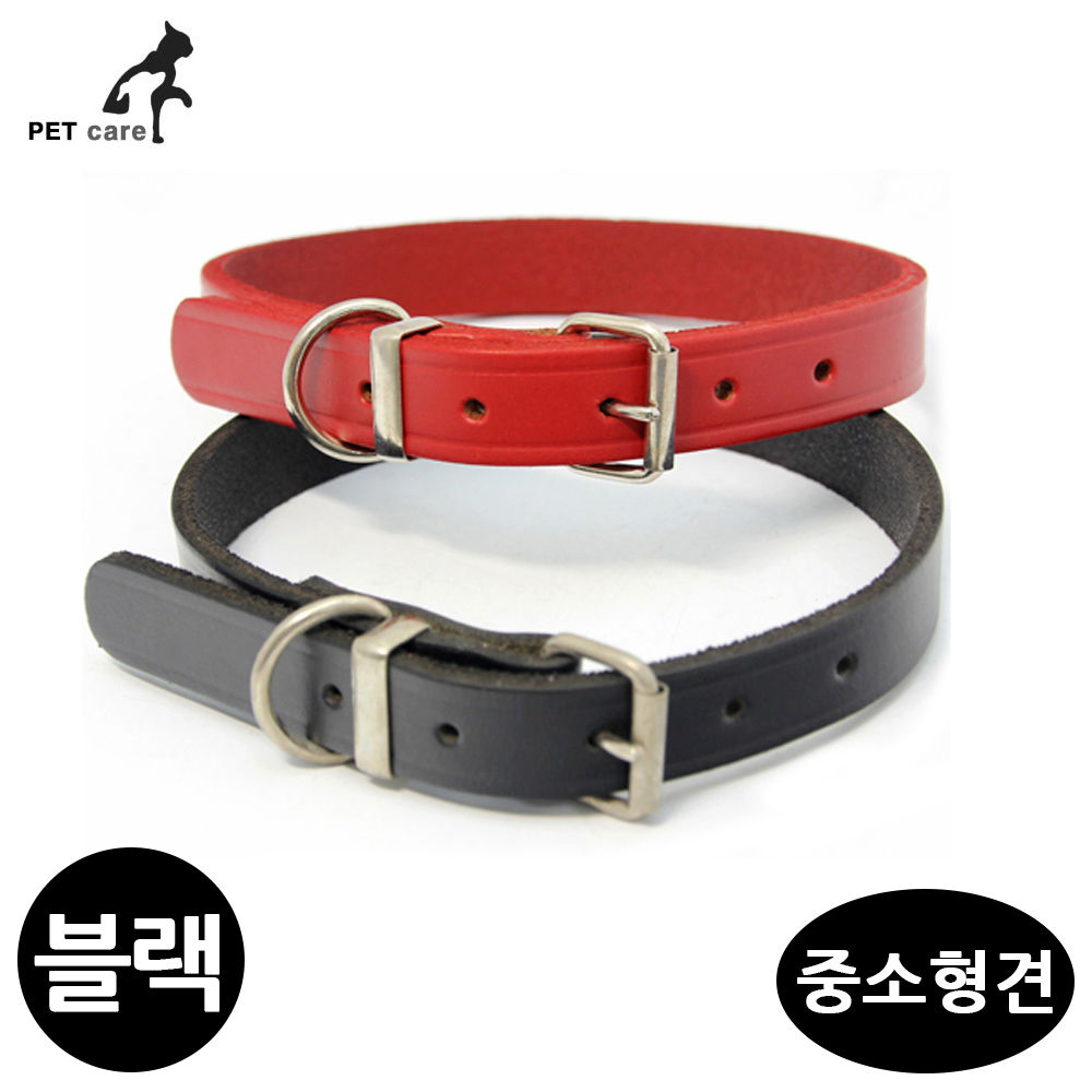 크라마 가죽목줄 (중소형견) (1.5cm x 40cm) (블랙)