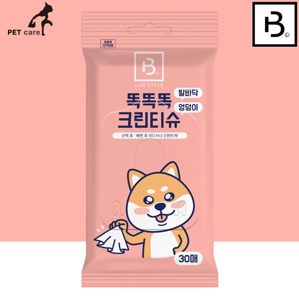 브리더랩 똑똑똑 크린티슈 30매 (발바닥.엉덩이)