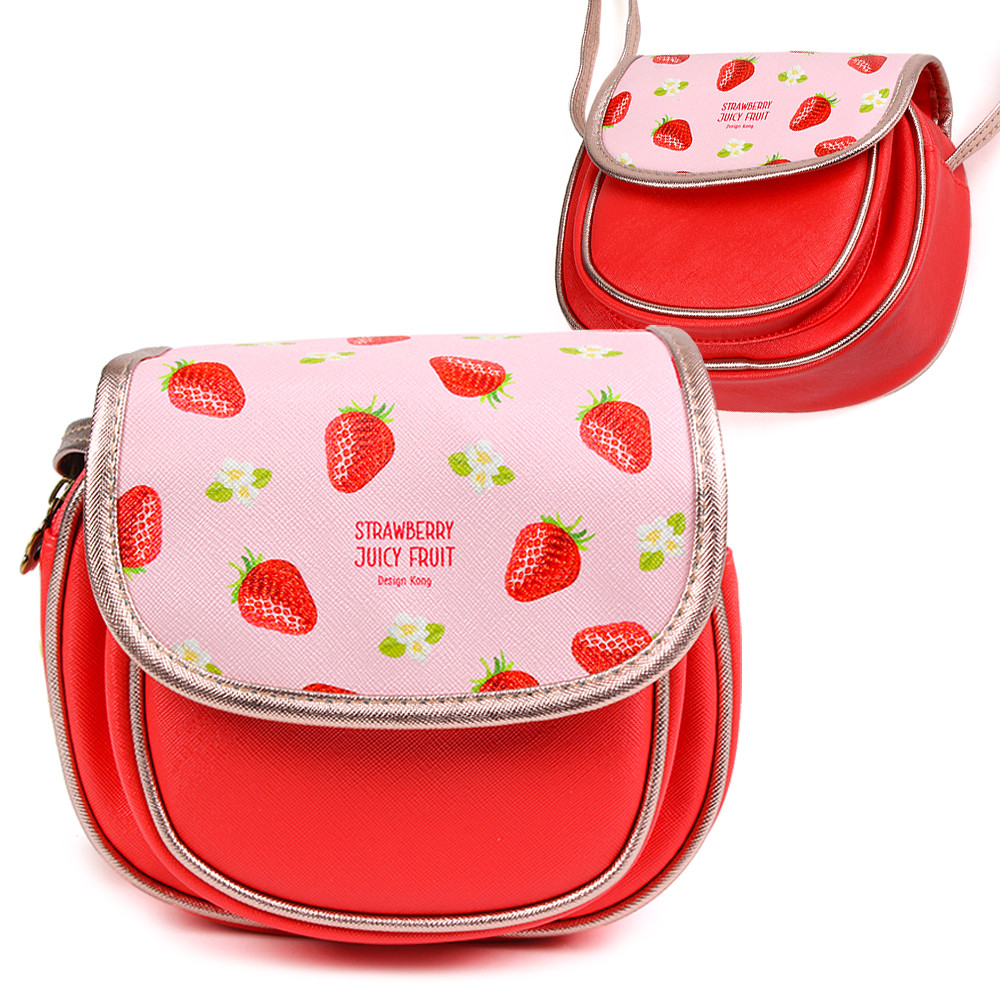 한정특가) 디자인콩 후르츠 커버 포켓 크로스백 (딸기)