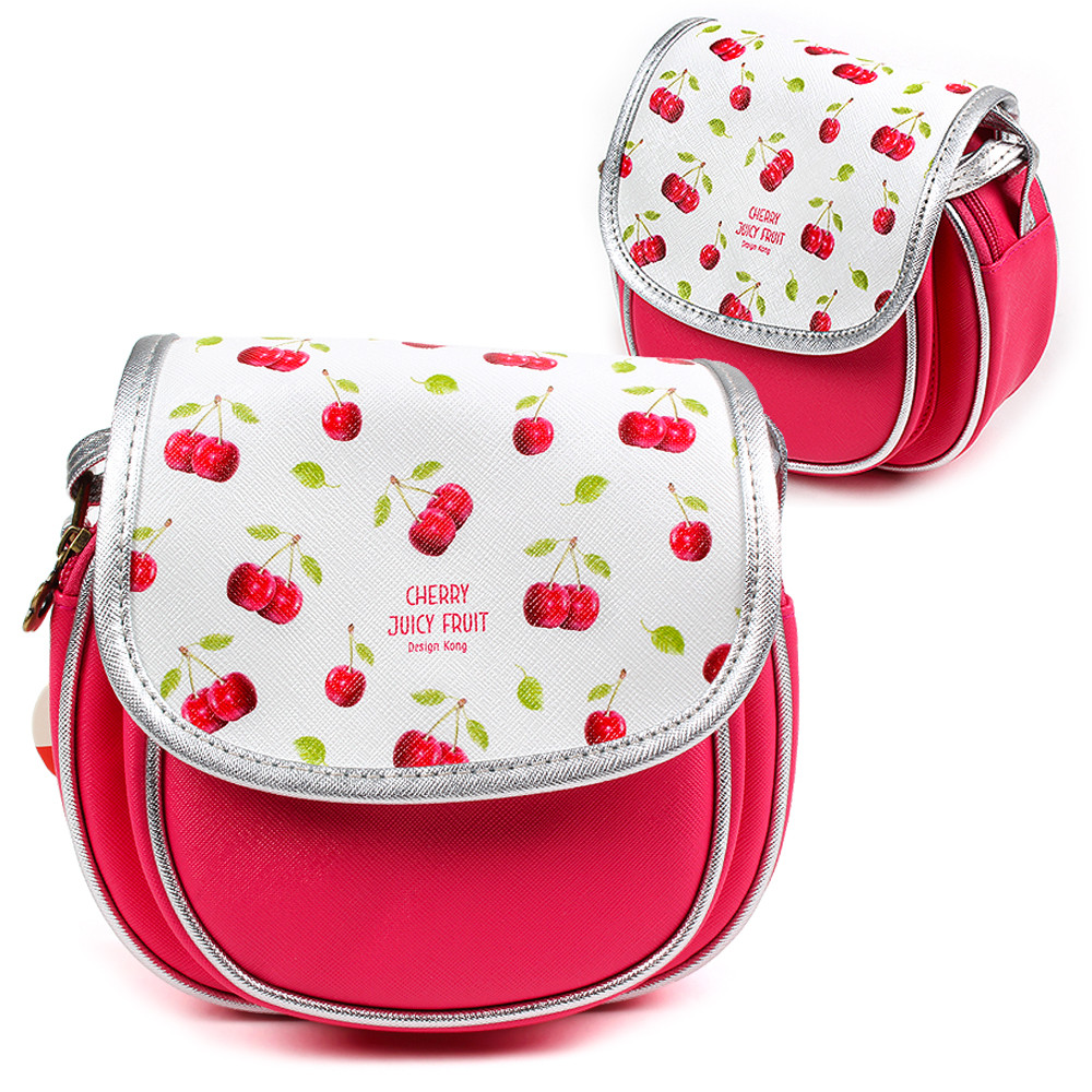 한정특가) 디자인콩 후르츠 커버 포켓 크로스백 (체리)