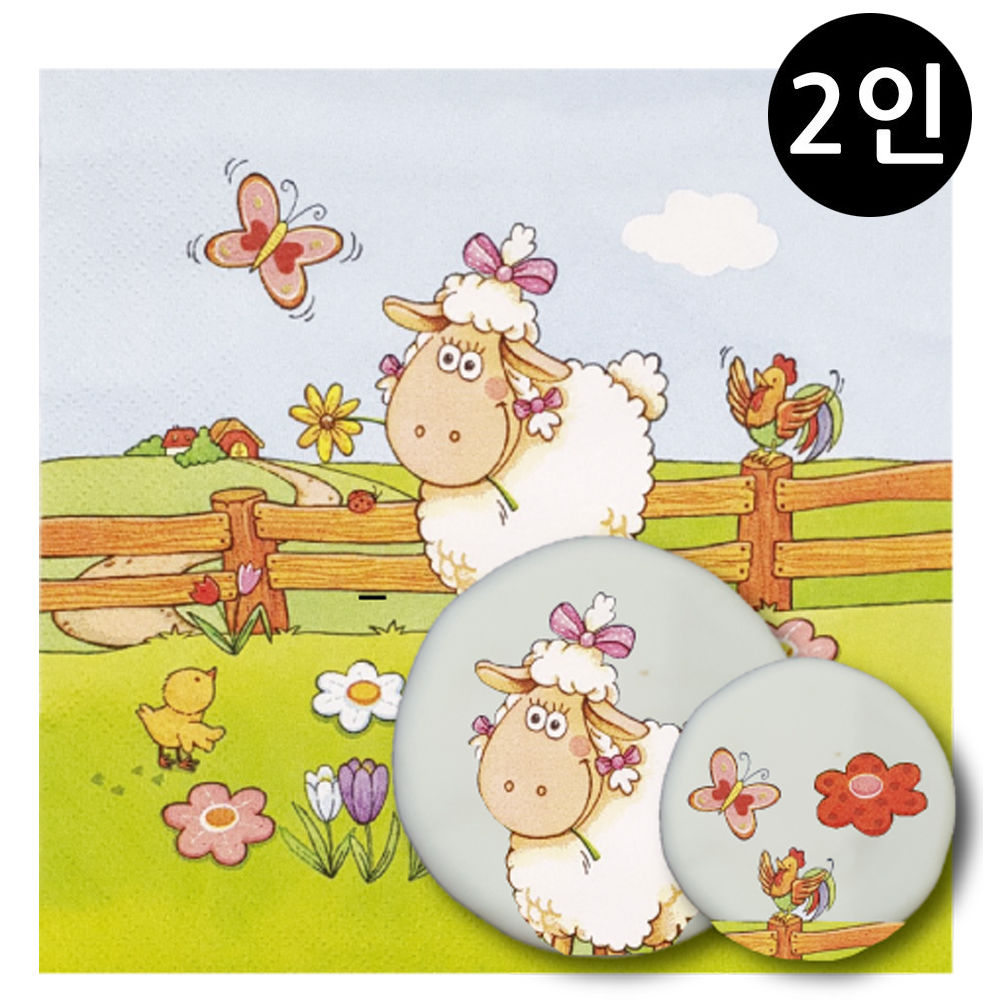 꼬메빔보 냅킨아트 비누클레이 리본단 양2 (2인)