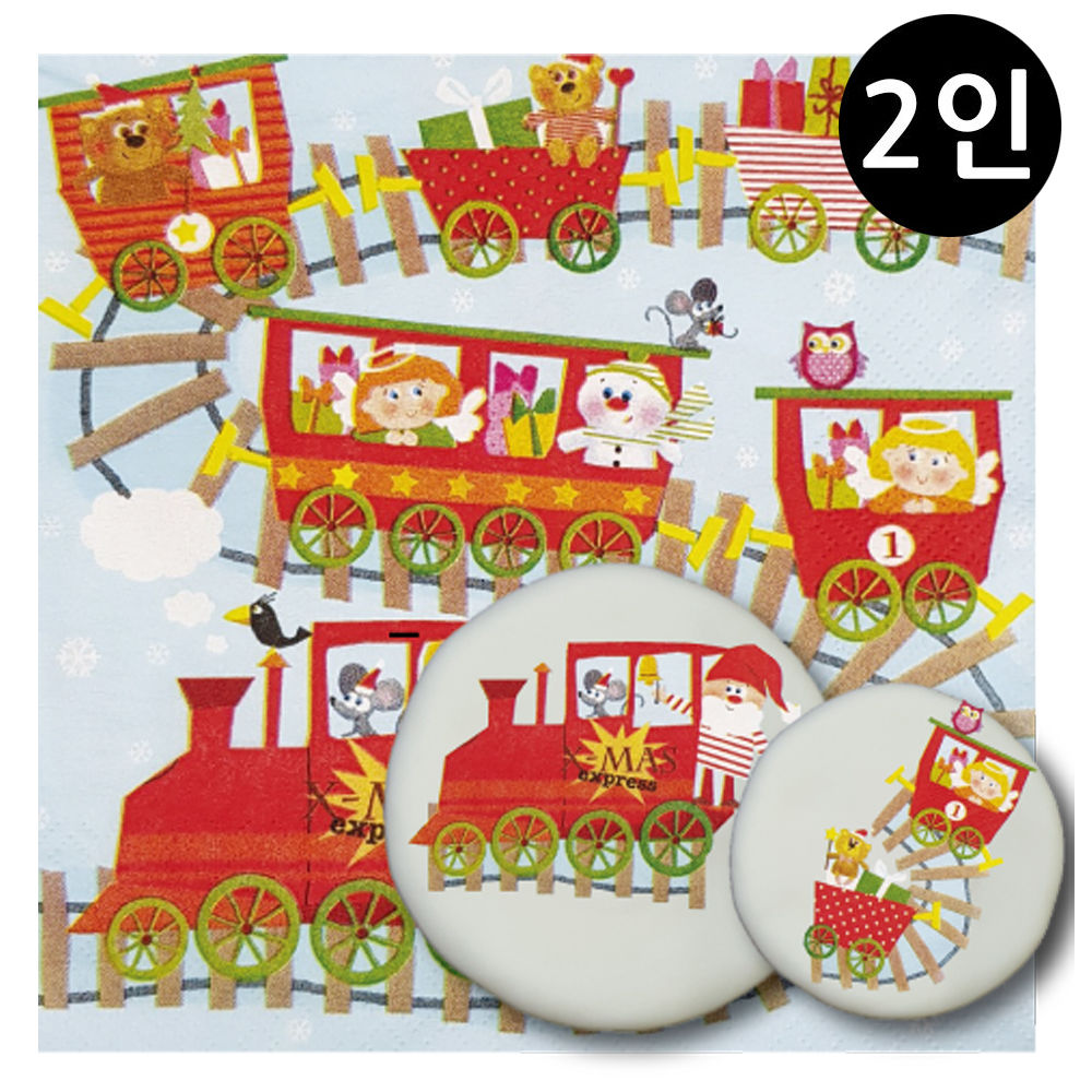 꼬메빔보 냅킨아트 비누클레이 산타와 마차2 (2인)