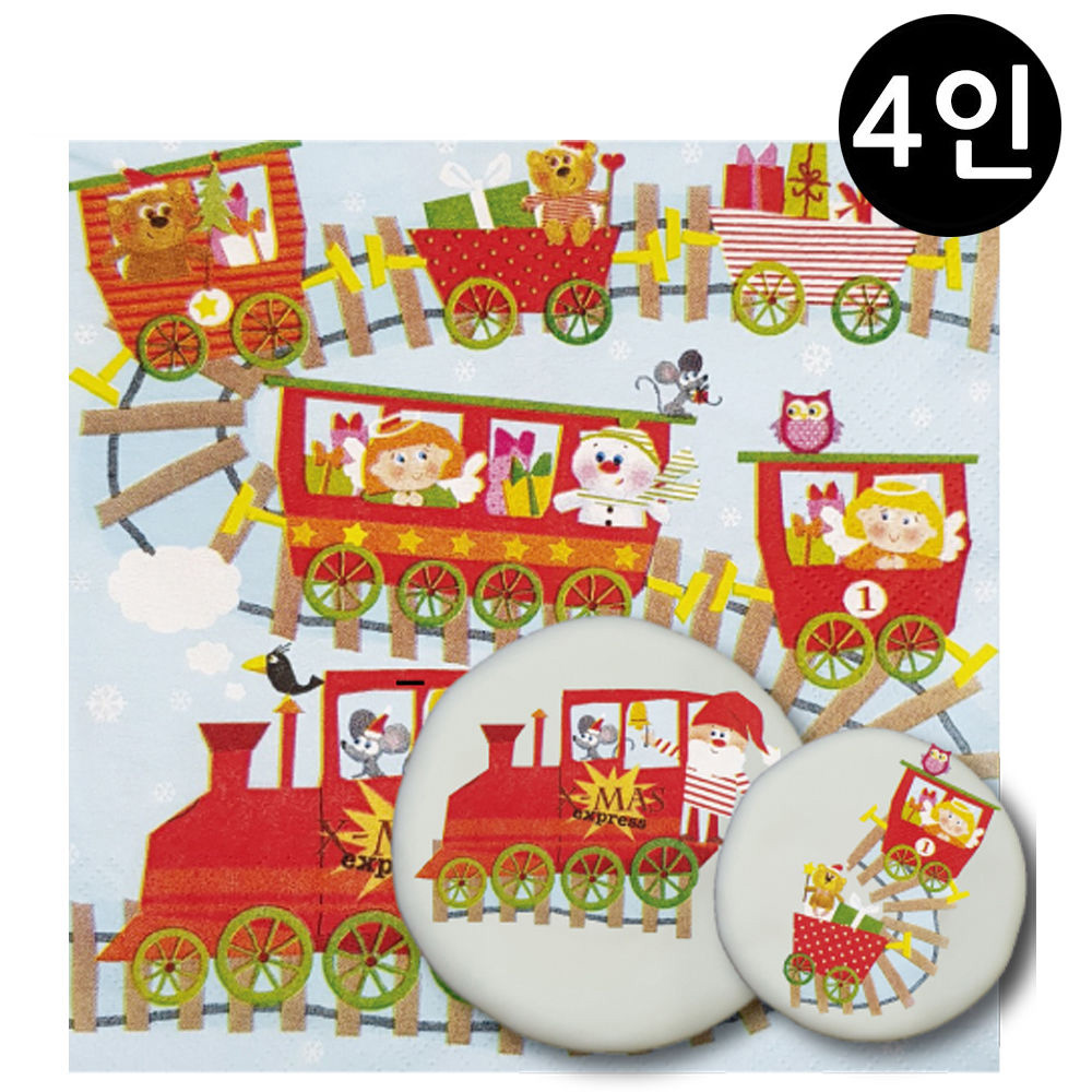 꼬메빔보 냅킨아트 비누클레이 산타와 마차2 (4인)