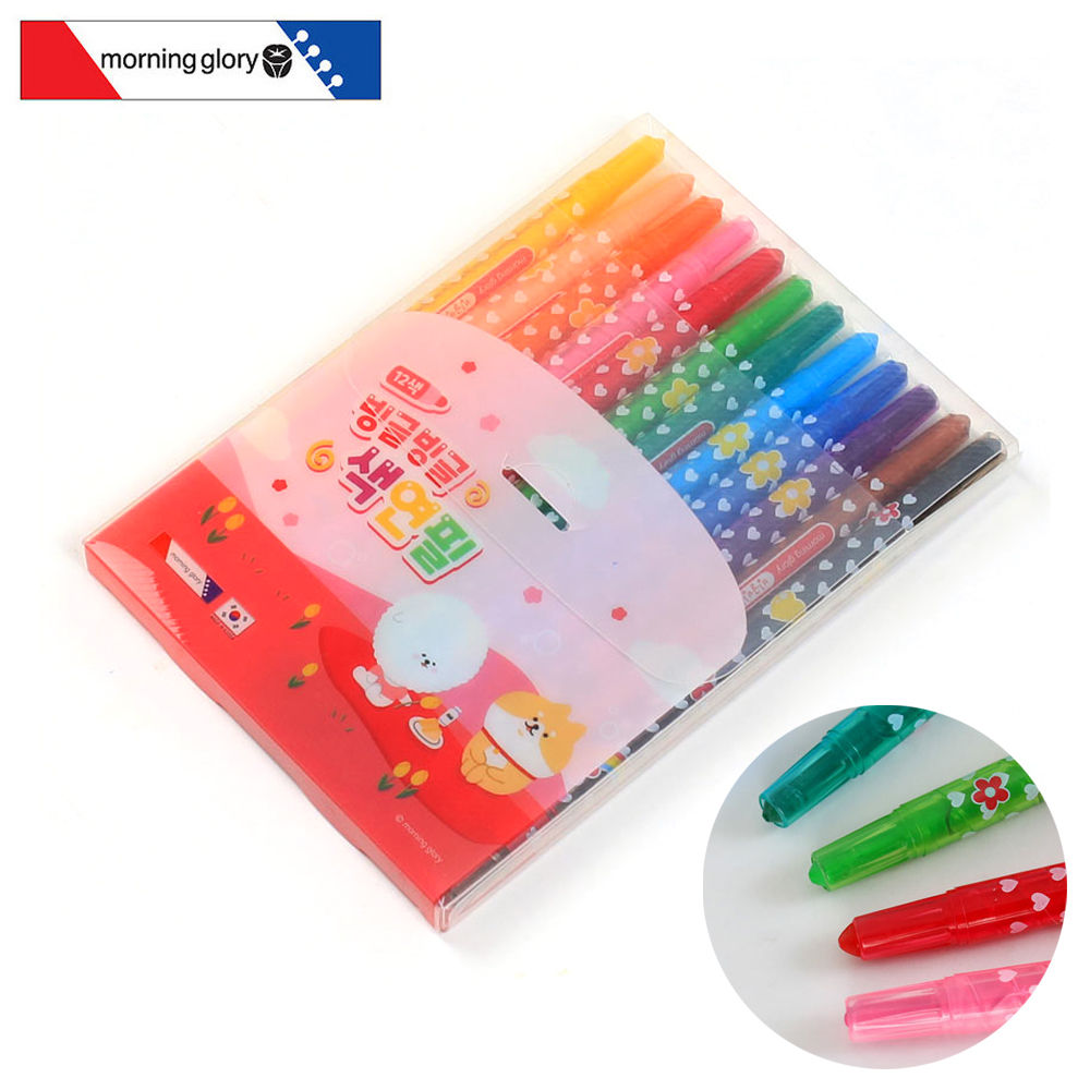 모닝글로리 빙글빙글 색연필 12색 (핑크)
