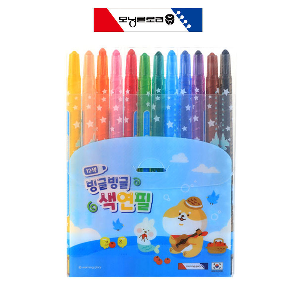 모닝글로리 빙글빙글 색연필 12색 (블루)