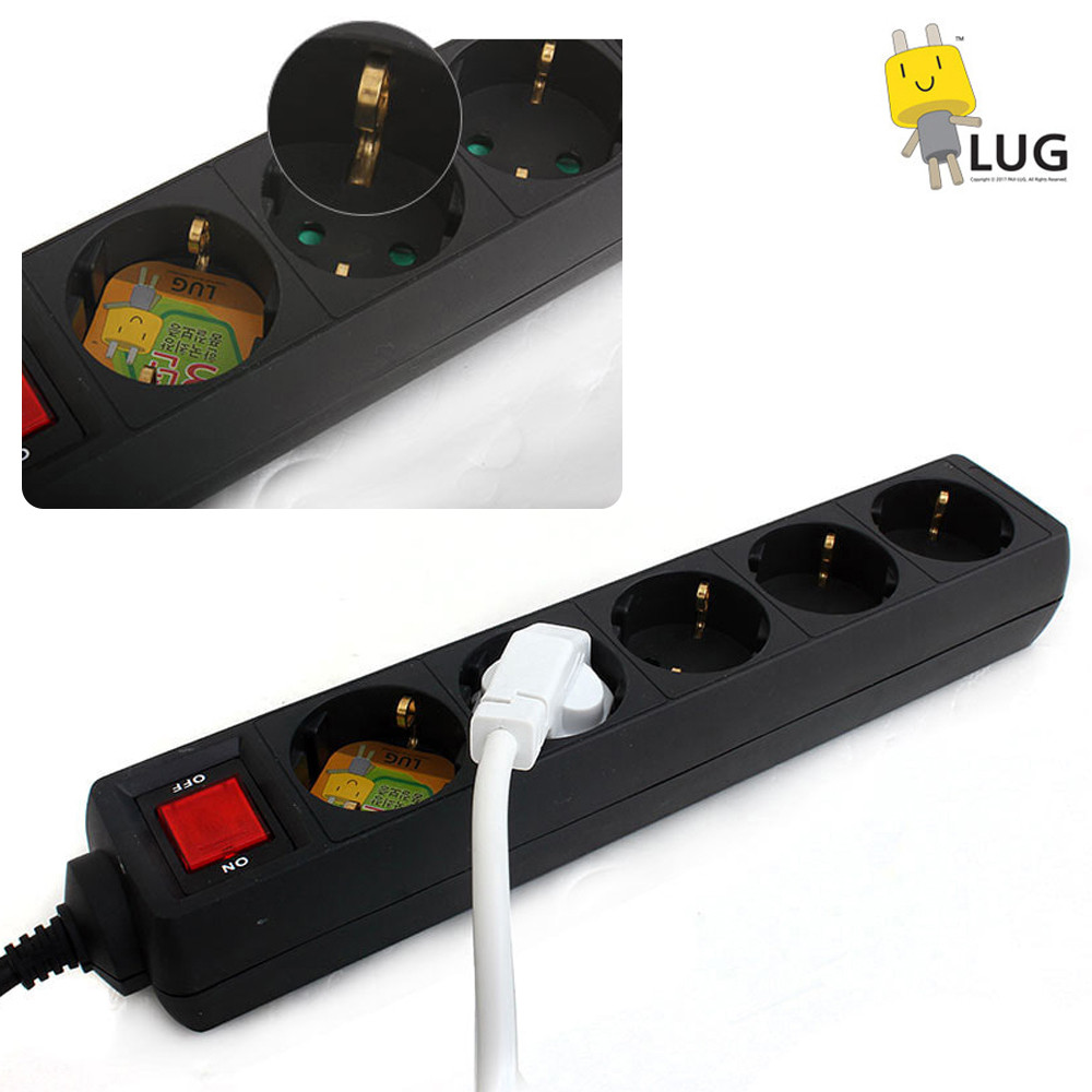 러그박스 콘센트 멀티탭 5구 1.5M (블랙) 이지콕 플러그 개별접지