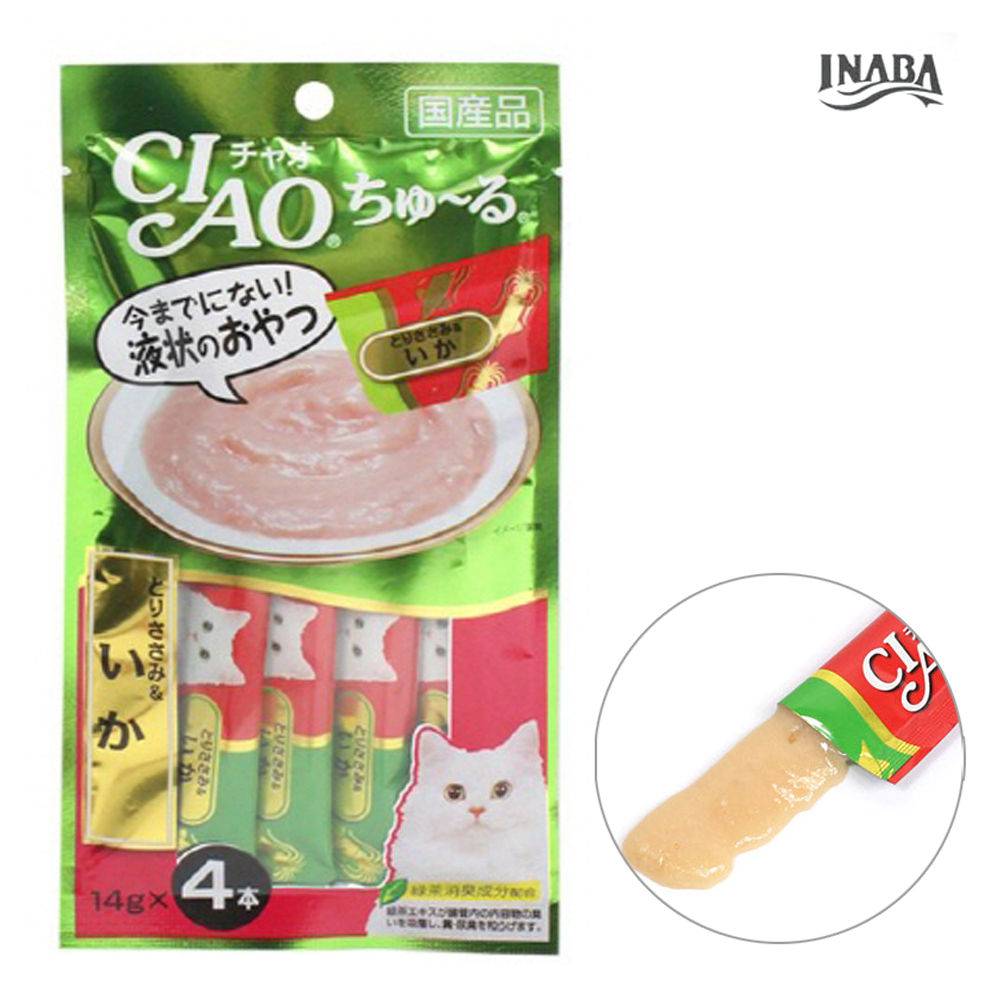 이나바 챠오츄루 닭가슴살 오징어 14g (4p) (SC-79) (고양이간식)