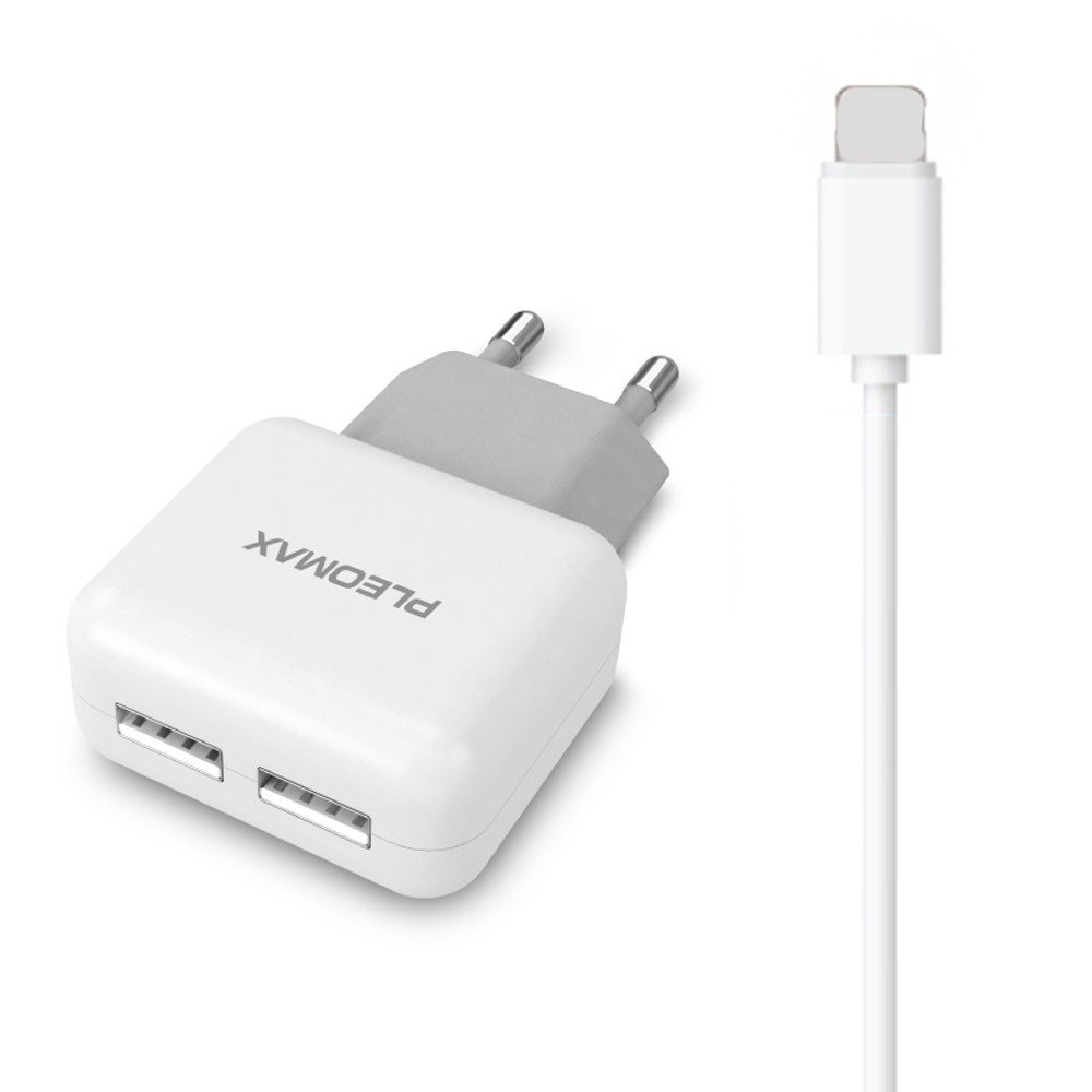 PLEOMAX 가정용 분리형 충전기 USB 2포트 (PMC-E2002P-8PIN)