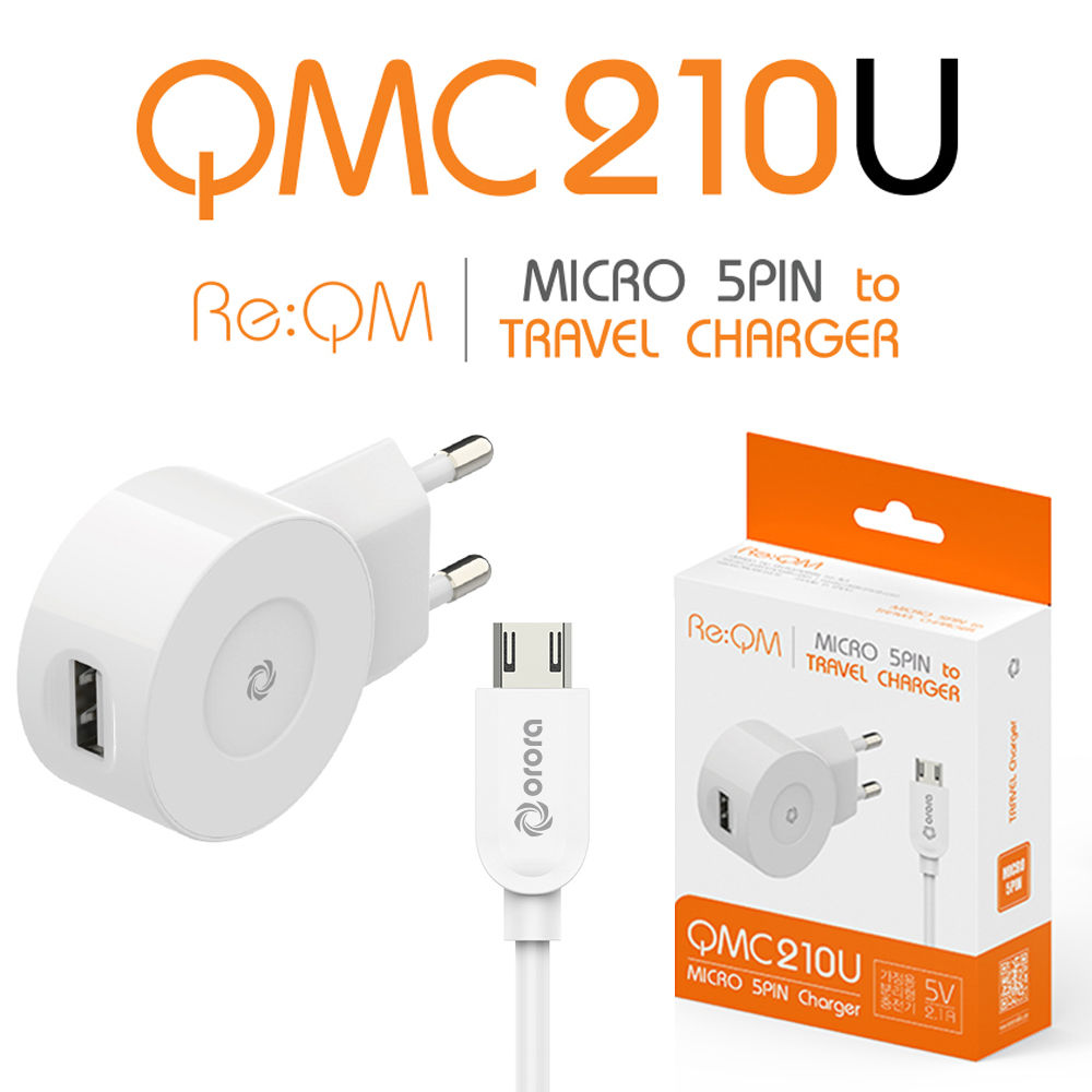 리큐엠 가정용 충전기 분리형 1포트 5핀 2.1A (QMC 210U) (화이트)