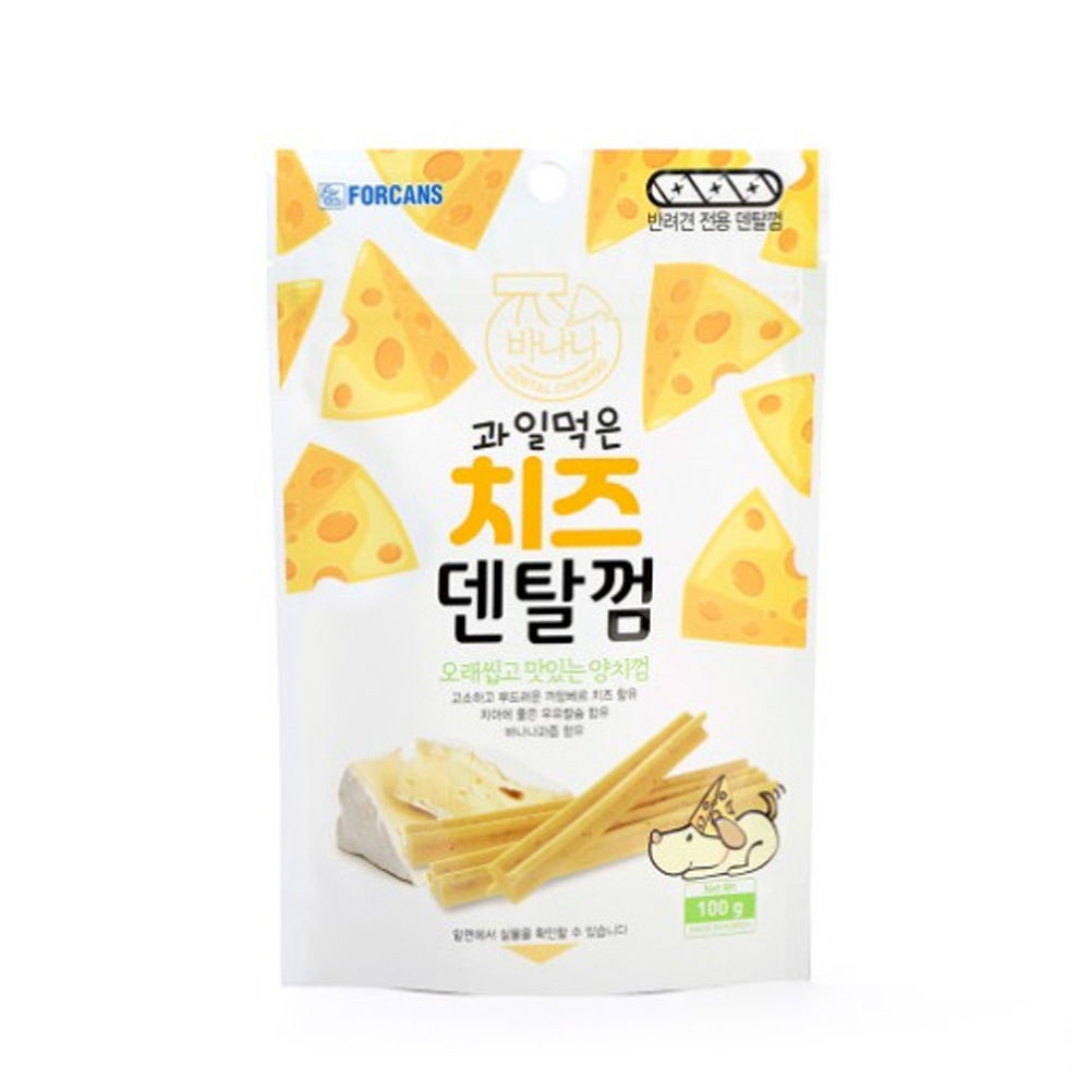 포켄스 과일먹은 치즈덴탈껌 (바나나) 100g (강아지 간식)