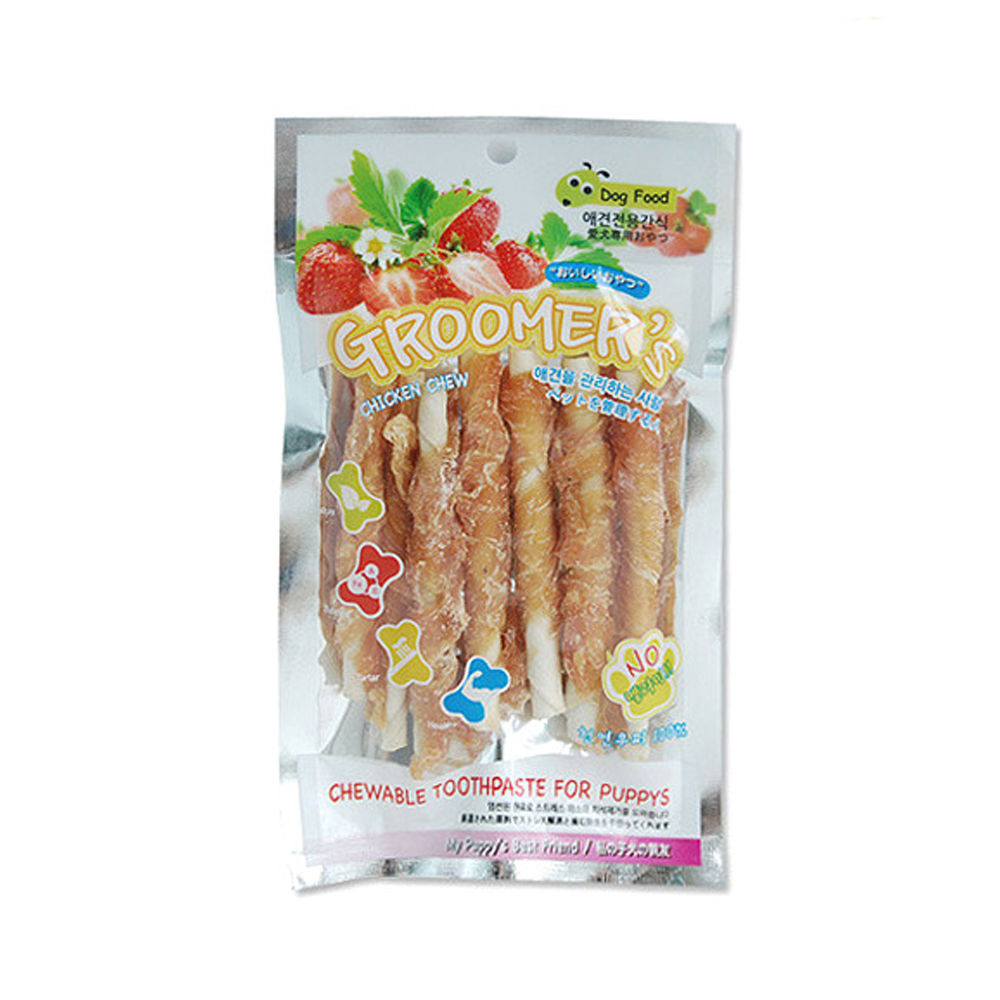 그루머스 치킨 우유껌 스틱 7p (강아지 간식)