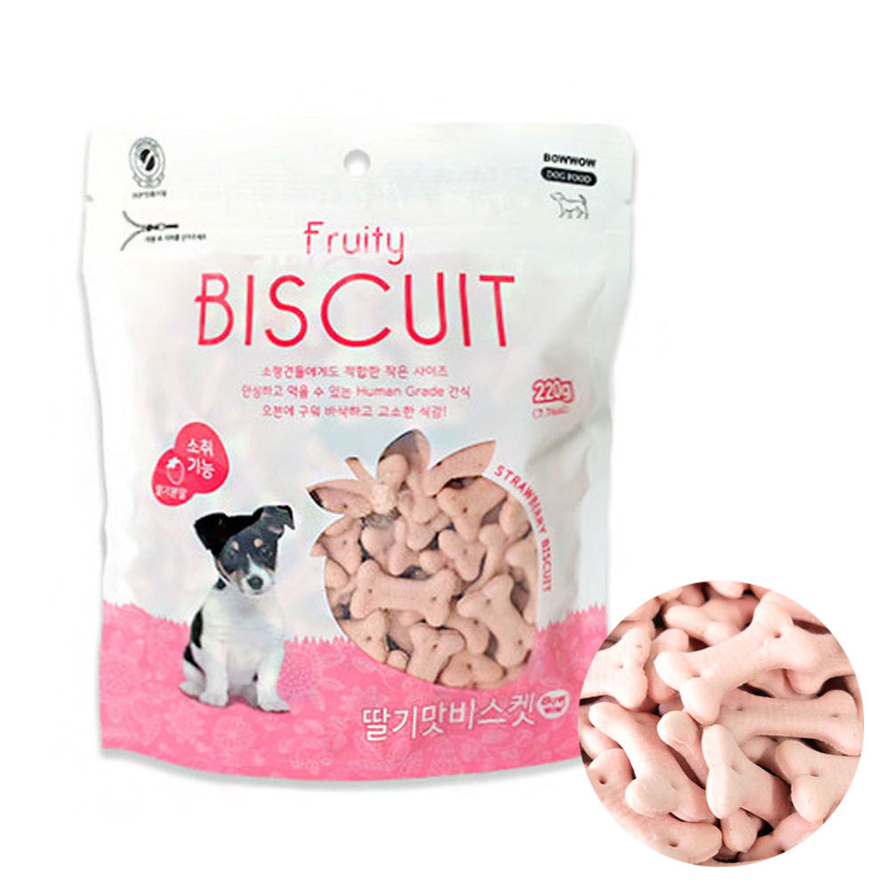 바우와우 딸기맛 비스켓 220g (강아지 간식)