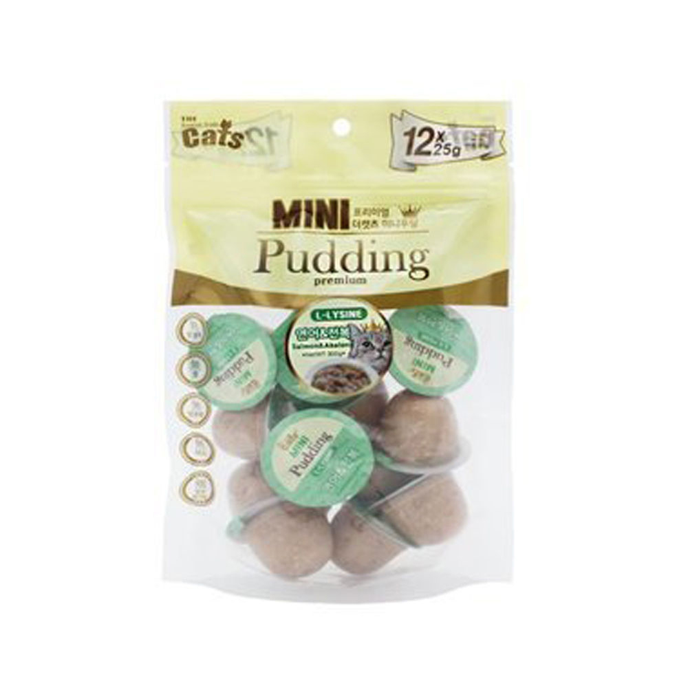 더캣츠 미니 푸딩 (연어.전복) (25g x12개입) (고양이 간식)