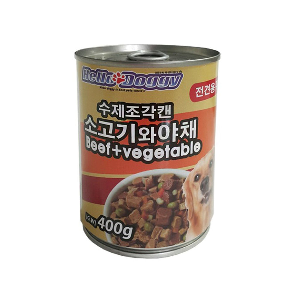헬로도기 수제조각캔 소고기와 야채 400g (강아지 주식캔)