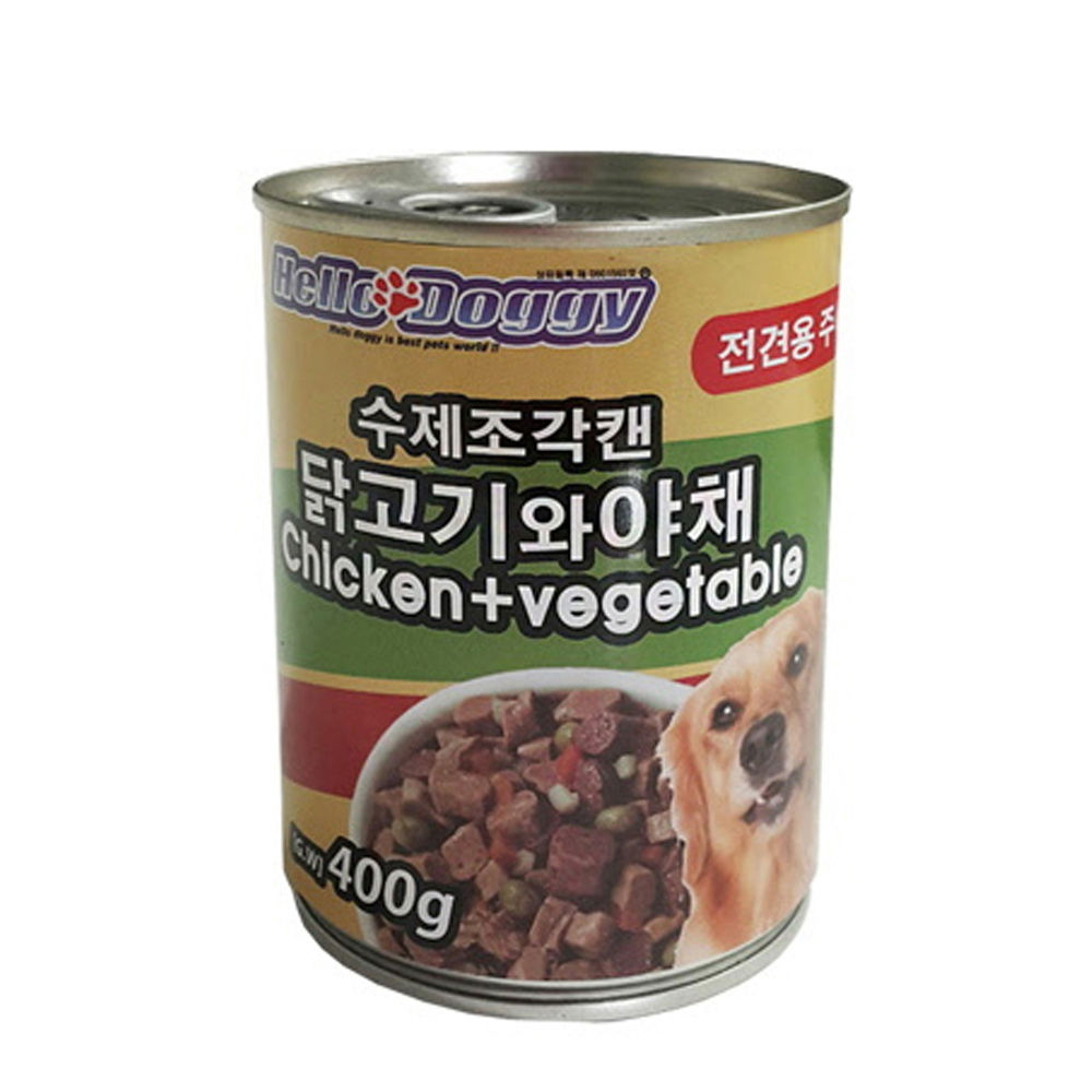 헬로도기 수제조각캔 닭고기와 야채 400g (강아지 주식캔)