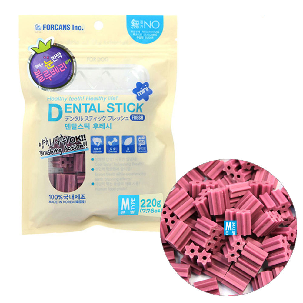 포켄스 덴탈스틱 후레시 블루베리 (큰별) 220g (강아지 간식)