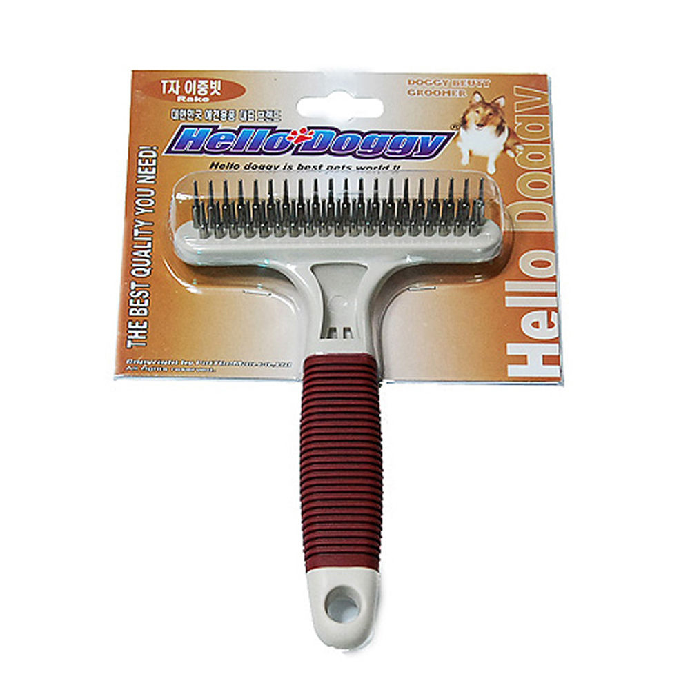 헬로도기 T자 이중빗 (강아지 빗)