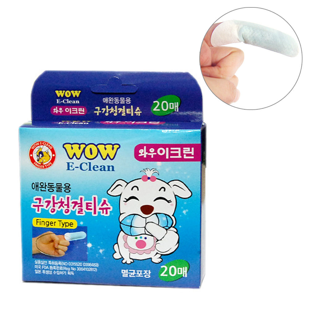 와우 이크린 구강 청결티슈 (20매) (애완용품)