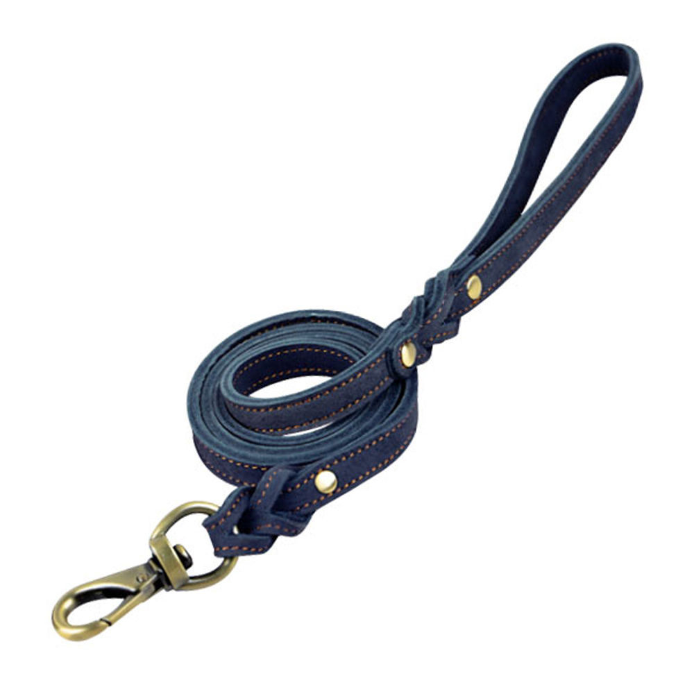 COCA 클래식 소가죽 리드줄 15mm (블루) (강아지 리드줄)
