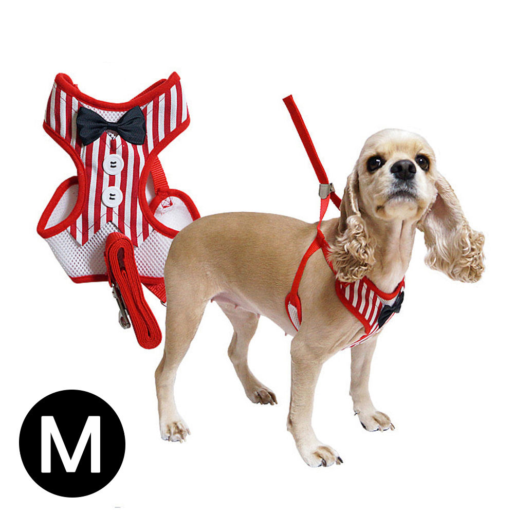 펫투유 우쭈쭈 턱시도 하네스 세트 스트라이프 (M) (강아지 하네스)