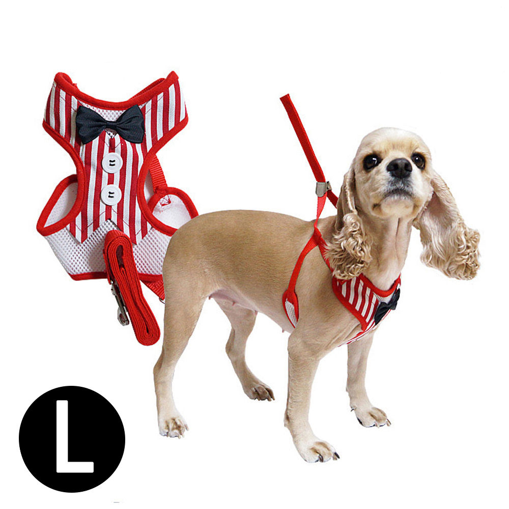 펫투유 우쭈쭈 턱시도 하네스 세트 스트라이프 (L) (강아지 하네스)