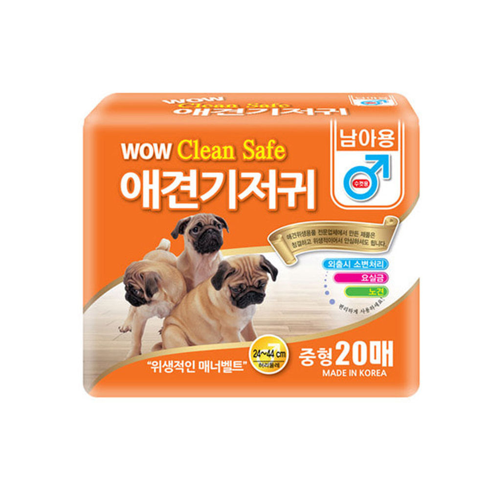 와우 클린세이프 수컷기저귀 중형 (20매) (강아지 기저귀)