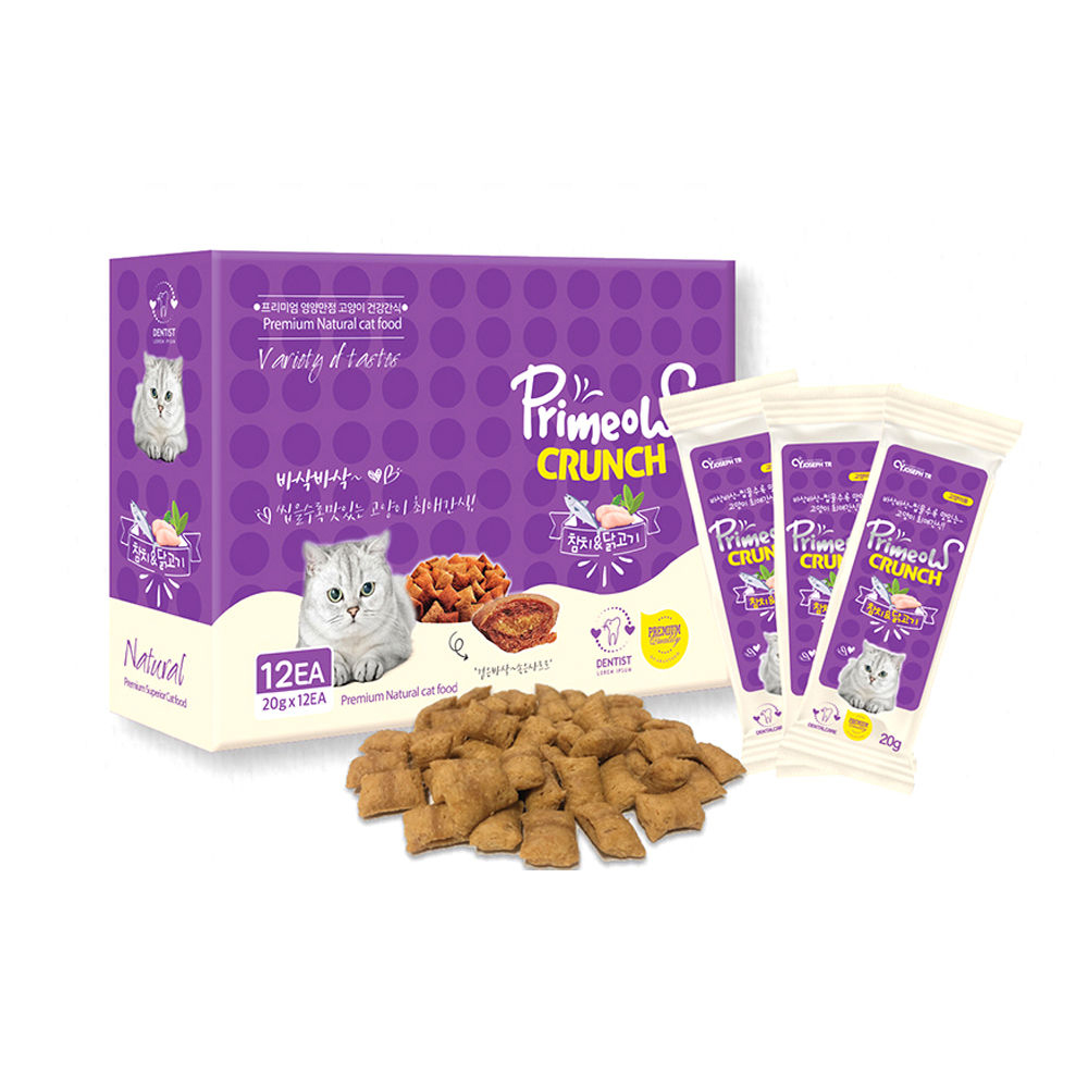 CY요셉 프리미요 크런치 맛있는 참치.닭고기 (20g x 12개입) (1박스) (고양이 간식)