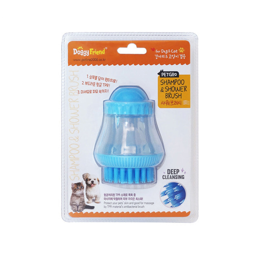 도기프렌드 펫그로 애견용 샤워 브러쉬 (블루)
