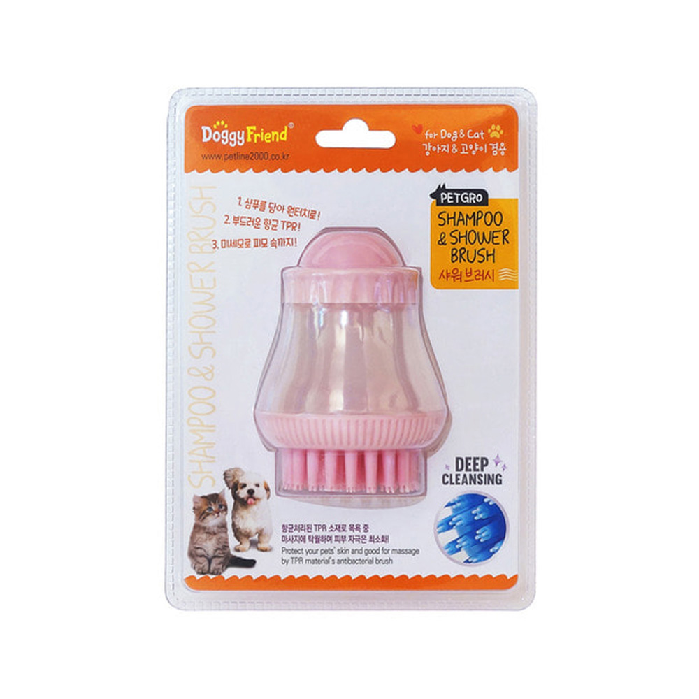 도기프렌드 펫그로 애견용 샤워 브러쉬 (핑크)