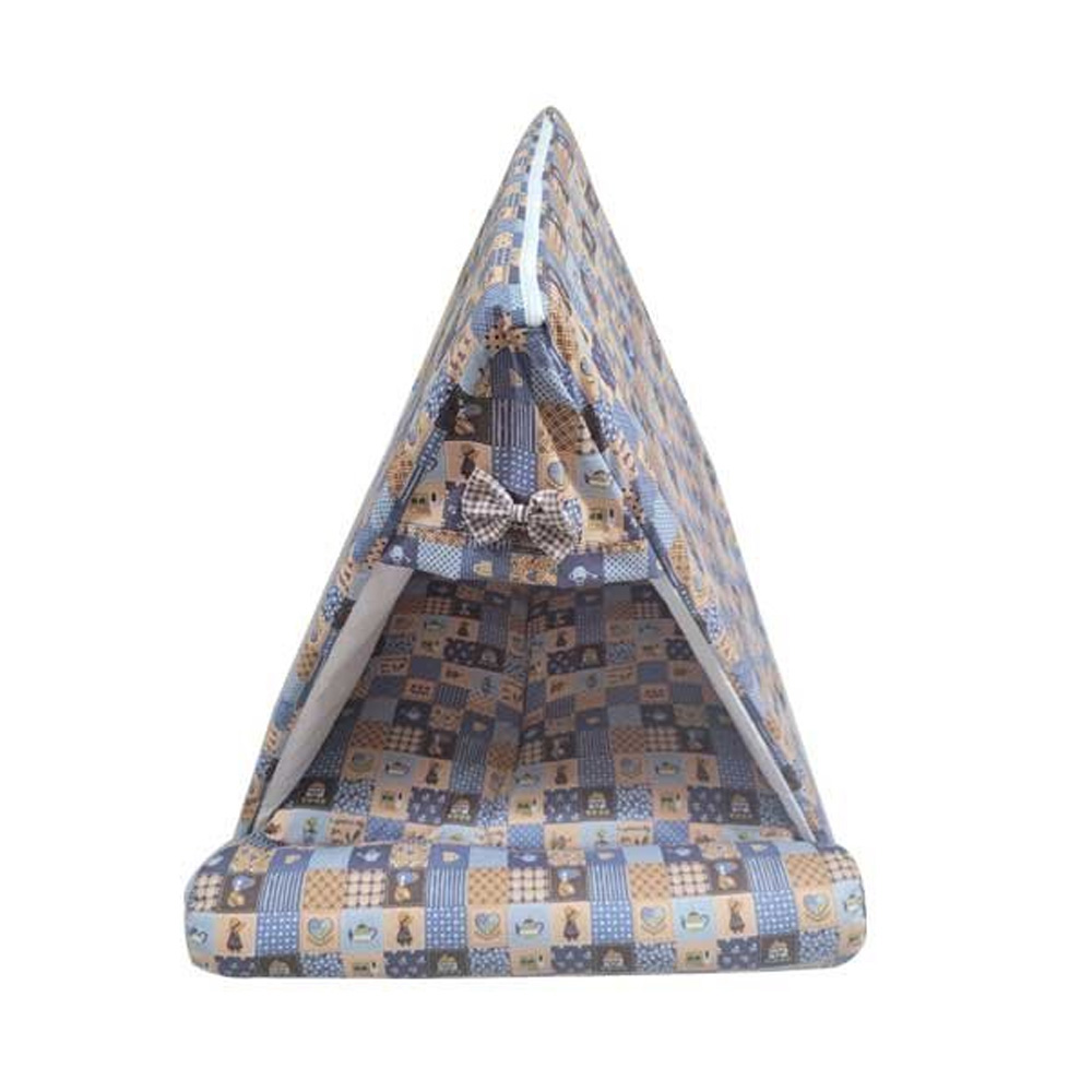 퍼피하우스 강아지 삼각 하우스 (플래드) (블루)