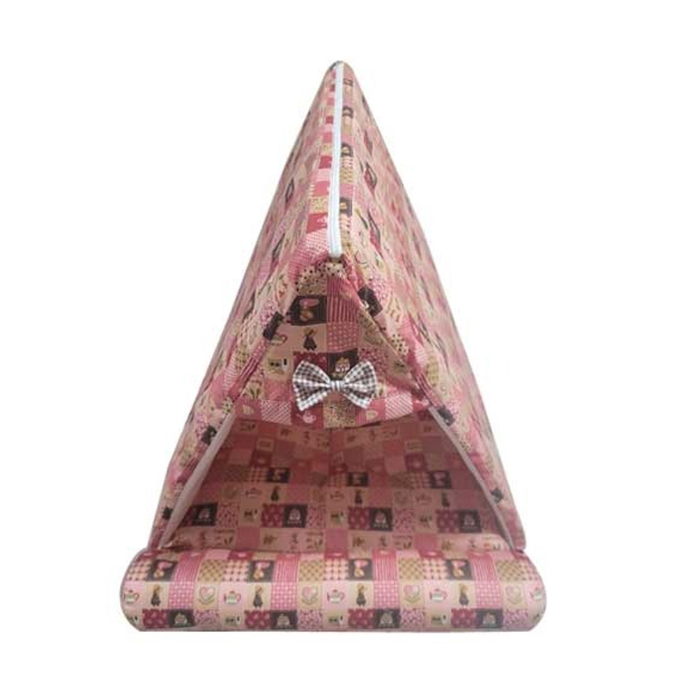 퍼피하우스 강아지 삼각 하우스 (플래드) (핑크)