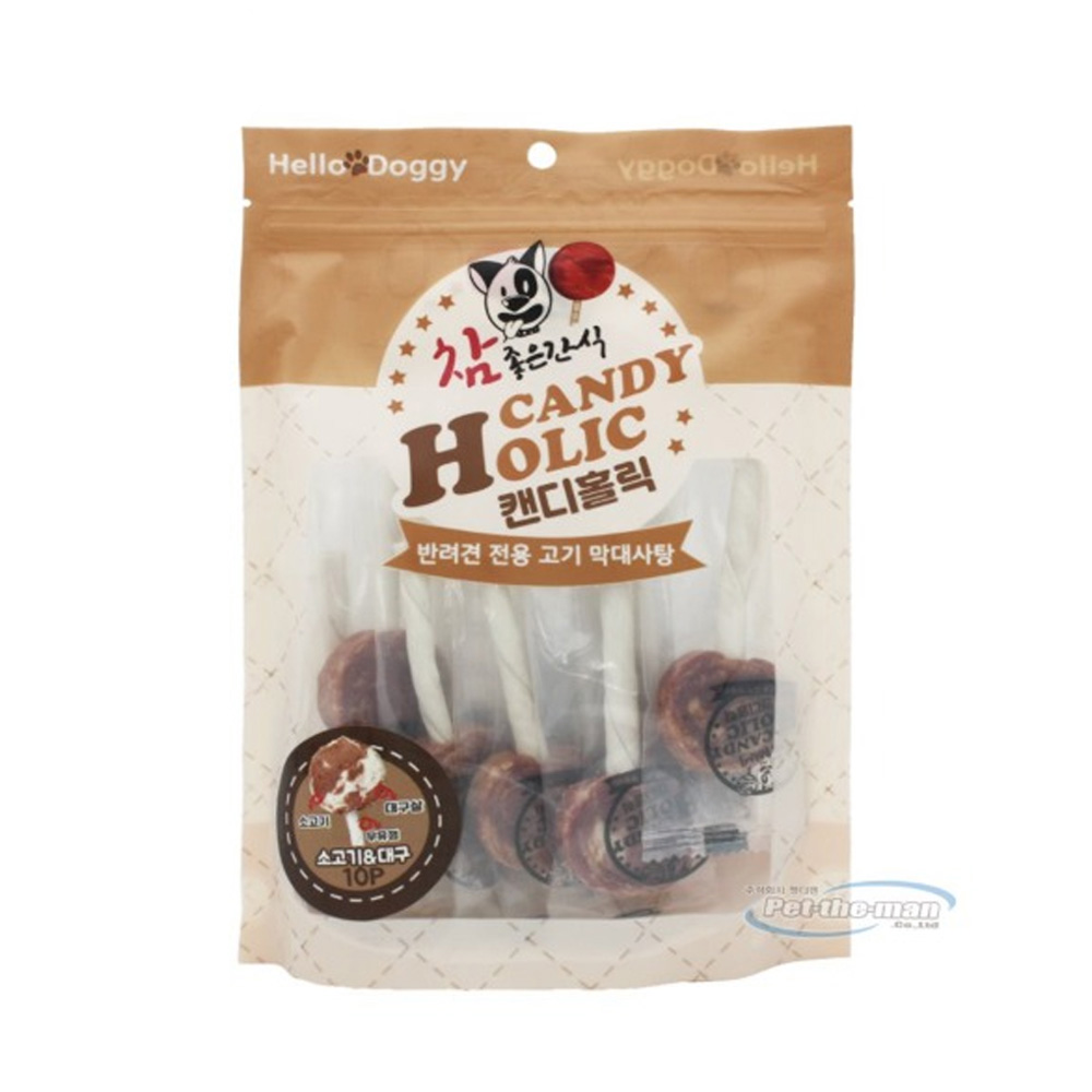 헬로도기 참좋은간식 캔디홀릭 10P (소고기.대구살) (강아지 간식)